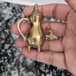 mini brass pitcher samovar curio display figurine pretend play dollhouse